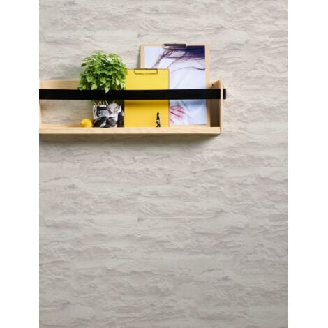 Papier peint aspect pierre carrelage Profhome 959083 papier peint intissé lisse avec un dessin nature mat crème blanc 5,33 m2