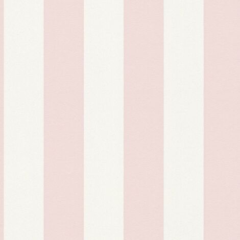 Papier peint à rayures Profhome 381013 papier peint intissé légèrement texturé avec des rayures mat rose blanc 5,33 m2