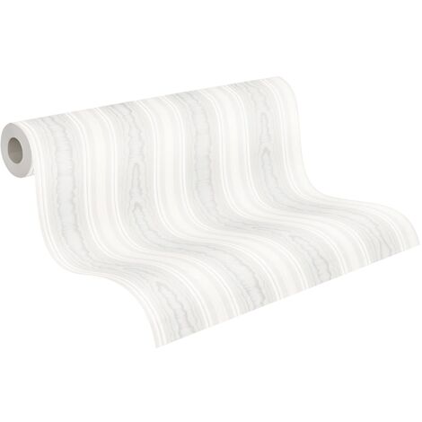 Papier peint à rayures Profhome 765819 papier peint vinyle légèrement texturé avec des rayures mat blanc 5,33 m2