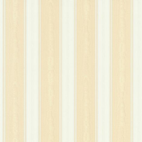 Papier peint à rayures Profhome 765826 papier peint vinyle légèrement texturé avec des rayures mat beige blanc 5,33 m2 (1/5)