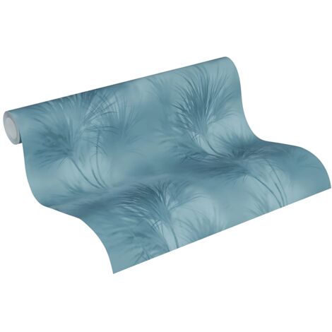 Papier peint nature Profhome 372754 papier peint intissé lisse avec des ornements floraux mat bleu 5,33 m2