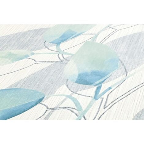 Papier peint floral Profhome 378151 papier peint intissé légèrement texturé avec un dessin floral brillant vert bleu blanc gris 5,33 m2