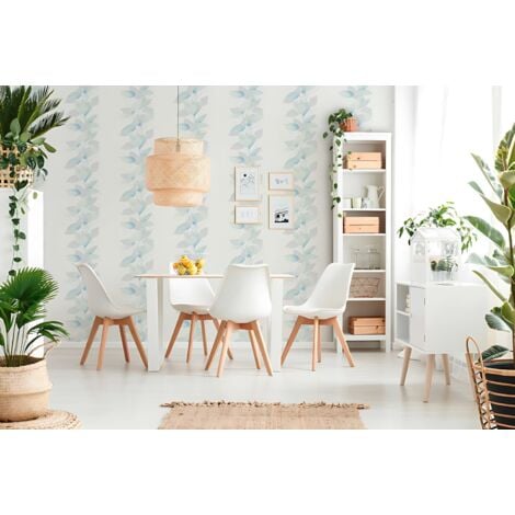 Papier peint floral Profhome 378151 papier peint intissé légèrement texturé avec un dessin floral brillant vert bleu blanc gris 5,33 m2