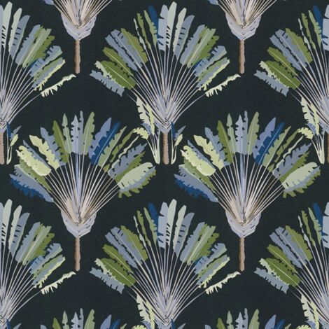 Papier peint nature Profhome 377085 papier peint intissé lisse avec des ornements floraux mat vert noir bleu gris 5,33 m2 (1/5)