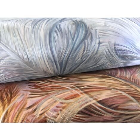 Papier peint exclusif Profhome 822207 papier peint vinyle gaufré avec des plumes brillant bleu violet-pastel blanc crème argent 5,33 m2