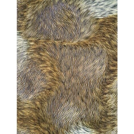 Papier peint exclusif Profhome 822305 papier peint vinyle gaufré d'aspect de fourrure brillant bronze blanc-crème gris kaki 5,33 m2