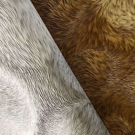 Papier peint exclusif Profhome 822305 papier peint vinyle gaufré d'aspect de fourrure brillant bronze blanc-crème gris kaki 5,33 m2
