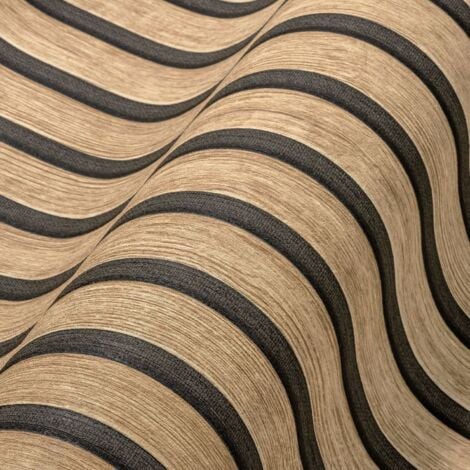 Papier peint 3D aspect bois Profhome 391091 papier peint intissé gaufré à chaud texturé à l'aspect de bois mat beige brun noir 5,33 m2