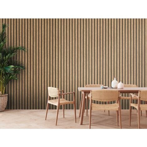 Papier peint 3D aspect bois Profhome 391091 papier peint intissé gaufré à chaud texturé à l'aspect de bois mat beige brun noir 5,33 m2