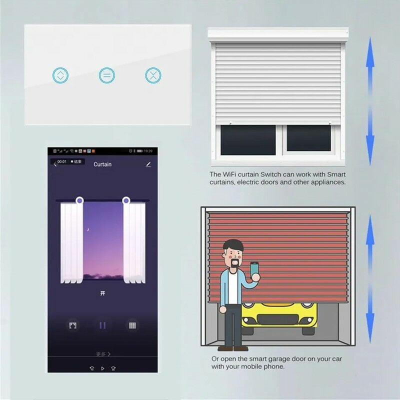 Tuya Interruttore per Tapparelle Smart WiFi e Bluetooth Colore: Bianco