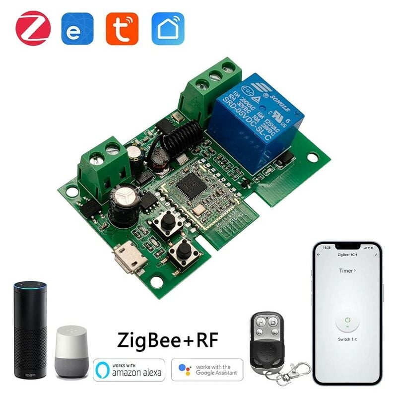 Interruttore WiFi Modulo relè wireless RF 433 MHz, telecomando APP DC  5V/12V, compatibile con  Alexa Google Home, controllo vocale per  sistema di controllo accessi, funziona con Smart Life APP : 