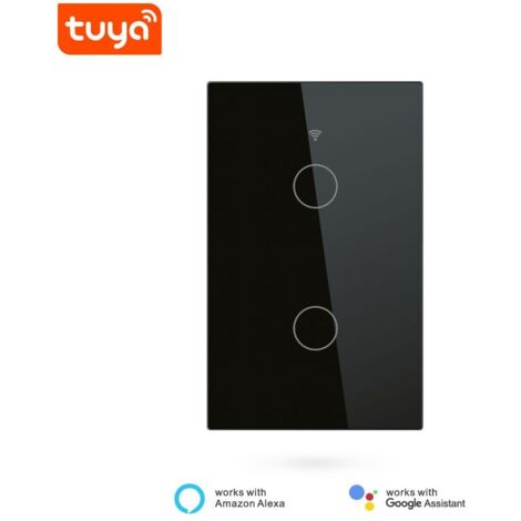 Tuya Interruttore Touch Smart WiFi con RF 433 MHz Nero  Dimensione: 2 Pulsanti