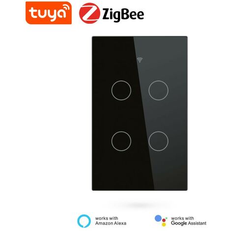 Tuya Interruttore Touch Nero Smart Zigbee 3.0  Dimensione: 4 Pulsanti