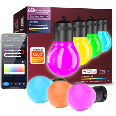 Tuya Catena di Lampadine G50 Smart WiFi RGBIC da Esterno 8 Metri (1/5)