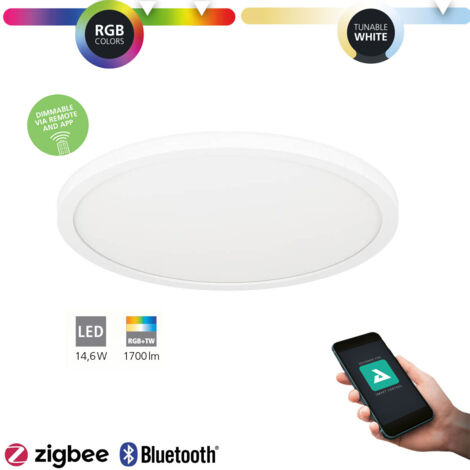 Briloner 3064-014 Lampada Da Soffitto Smart LED Rotonda, Wi-Fi, Retroilluminata, Cromo Opaco, Diametro 333 Mm, Dimmerabile E Comando Vocale - 6