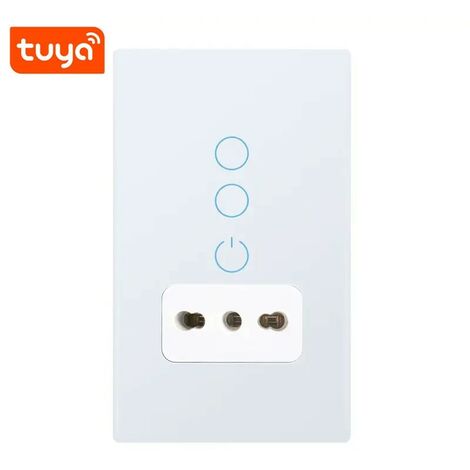 Tuya Interruttore Touch Smart WiFi con Presa Italiana  Dimensione: 2 Pulsanti