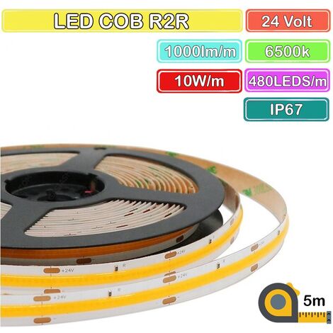 Striscia LED COB 480 Reel to Reel DC24V Impermeabile 5 Metri  6500K