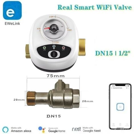 Valvola a sfera Automatizzata Smart WiFi Compatibile con eWeLink  1/2"