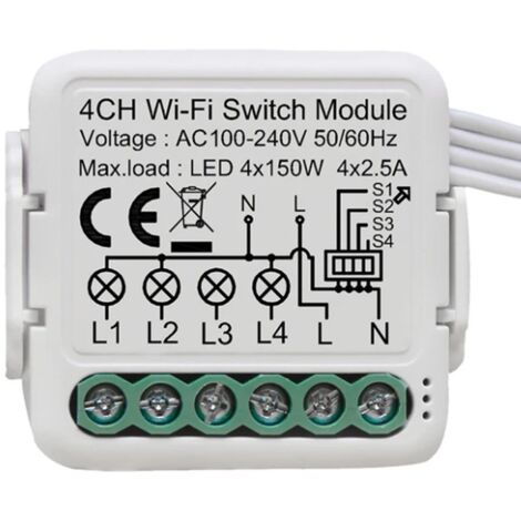 Tuya Smart Switch Wi-Fi Universale per Luci  4 Canali