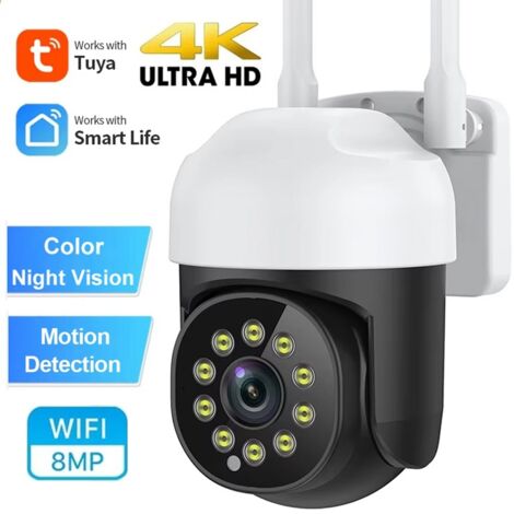 Tuya Telecamera Mini Smart Wifi Impermeabile PTZ 5X 8.0 MP
