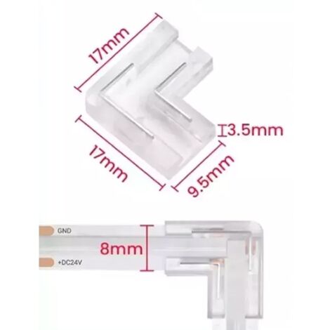 Connettore Rapido ad L per Strisce Led COB Monocolore  8mm