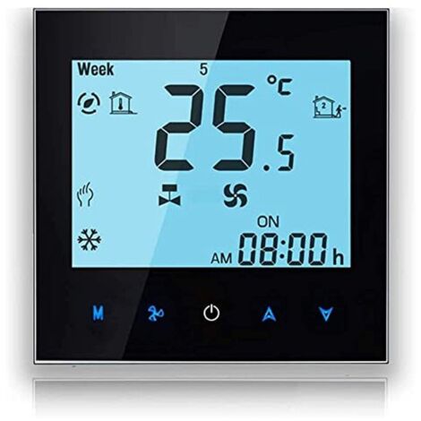 Termostato Smart WiFi Beca BAC-1000ELW Fan Coil  Nero