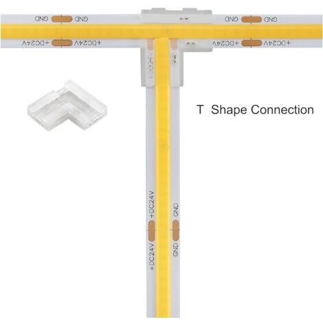 Connettore Rapido 2in1 a T ed L per Strisce Led COB e SMD a 2 pin Monocolore  8mm