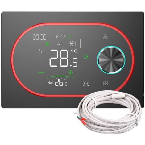 Termostato Smart WiFi Beca BAC-9000ALWE Fan Coil con Sonda Expert4house Edition  Nero e Rosso