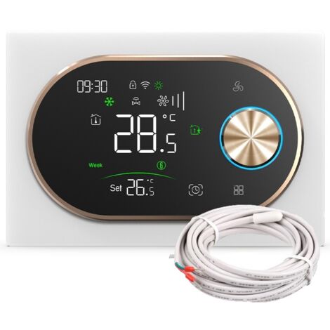 Termostato Smart WiFi Beca BAC-9000ALWE Fan Coil con Sonda Expert4house Edition  Bianco e Gold