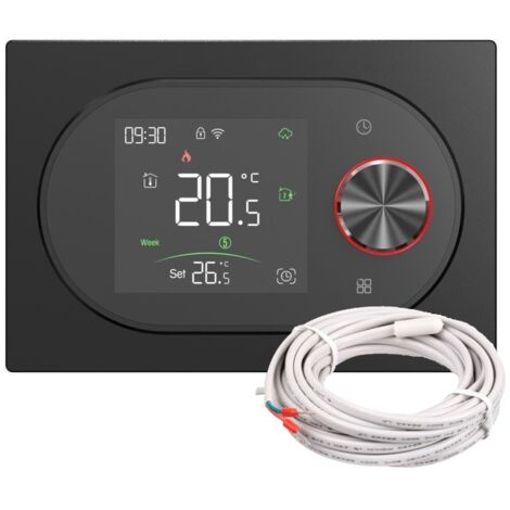 Termostato Smart WiFi Beca BAC-9000ALWE Fan Coil con Sonda Expert4house Edition Nero