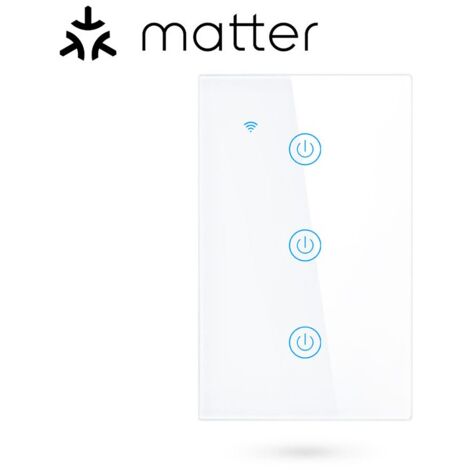 Tuya Interruttore per Luci Touch Bianco Smart Matter WiFi Serie NovaTech  Dimensione: 3 Pulsanti