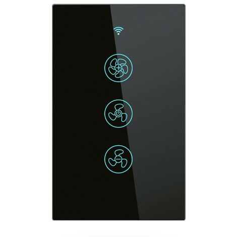 Tuya Interruttore Regolatore di velocità per Ventole WiFi con RF 433 MHz  Colore: Nero