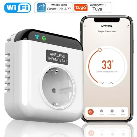 HYCENCY Presa Termostatica Intelligente WLAN Programmabile Con Sonda, Controllo Della Temperatura Digitale WiFi, Presa 230 V Con App. Compatibile Con