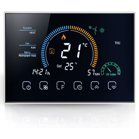 Termostato WiFi Beca BAC-8000ELW Fan Coil 240 Volt  Nero