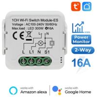 Tuya Modulo Switch Smart Wi-Fi per Luci con Misurazione Consumi