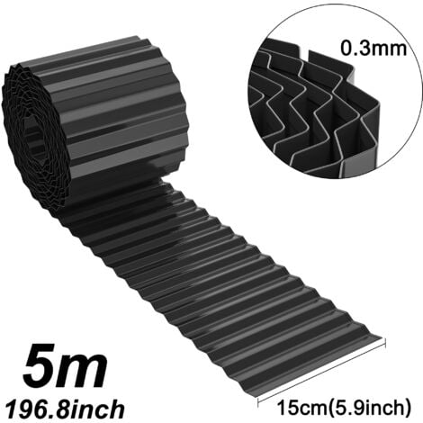 Vigevee Bordure De Pelouse En Métal Galvanisé, 5 M, 10 M, 15 M, 20 M, 25 M, 30 M, 35 M, 40 M, 45 M, 50 M, 100 X 15 Cm Ou 100 X 18 Cm, Noire (longueur 50 M – Hauteur 15 Cm