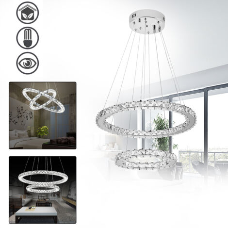 Lustre Plafonnier Moderne Cristal Noir – Suspension LED Design Élégant E27 60W – Parfait Salon, Chambre, Salle à Manger