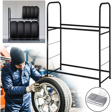 Étagère à Pneus Pour 8 Pneus – 117 X 46 X 107 Cm, 2 Niveaux Réglables, Housse De Protection, Charge 180 Kg - 6