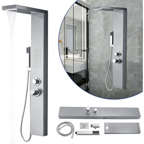 Système de douche thermostatique BS371 chrome / blanc - avec pomme de douche  et douchette à main - design