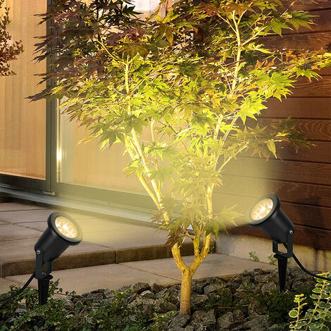 Projecteur à piquer 2X3W Lampe Extérieur Éclairage de Jardin LED Décoration  Lumière Lampe Spot Encastrable, Blanc Chaude HENGMEI