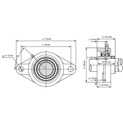 Palier UCP 204 à semelle - Fonte - Diamètre 20mm - Autoaligneur