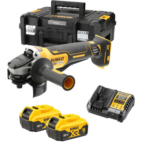 Dewalt DCG406P2-QW Amoladora angular XR 18V – Con 2 baterías, cargador y maletín TSTAK