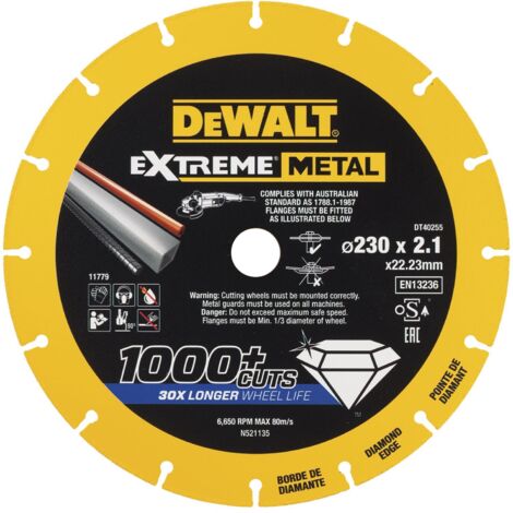 Dewalt DT40255-QZ disco de corte con borde diamantado Extreme Metal 230x1.5x22.3mm