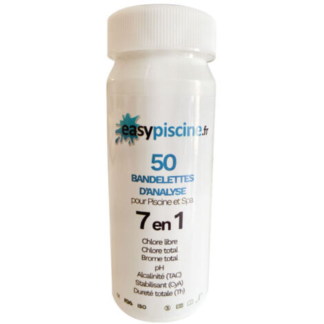 50 bandelettes d'analyse easyPiscine 7 en 1 pour piscine et spa (1/2)