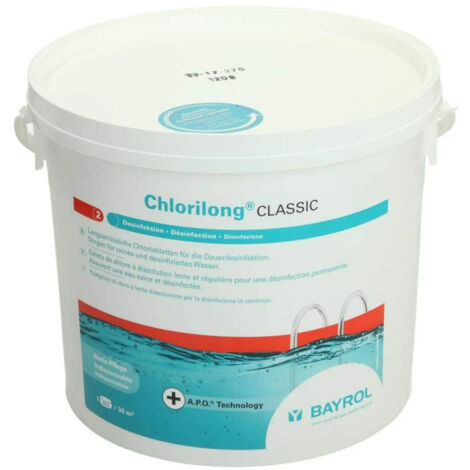 Bayrol – Désinfectant chloré de piscine 5kg – Galets de chlore certifiés APO – Désinfection permanente et uniforme – Pour 25 m3 d'eau (1/4)