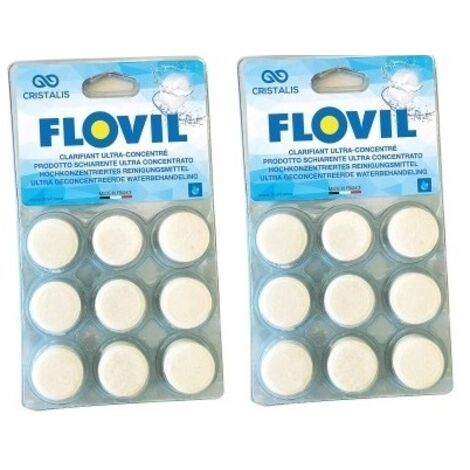 Lot de 2x 9 pastilles clarifiant ultra concentré – Action rapide – Compatible tous filtres – 1 pastille par semaine – Flovil