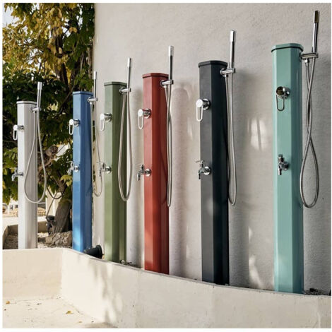 Formidra – Douche solaire 20L en aluminium – Capacité 20L – Hauteur 120 cm – Système de fixation inclus – Rince pieds intégré