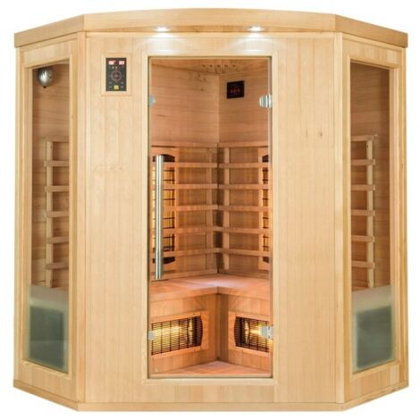 Sauna infrarouge 3/4 places – Panneaux infrarouges quartz – Bois épicéa canadien – Chromothérapie – Temps de préchauffage réduit – France Sauna
