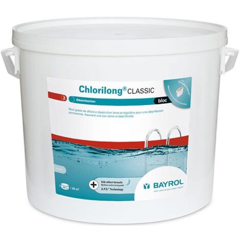Chlore lent Bayrol Chlorilong Classic Bloc de 500 g Traitement de l'eau - 10 kg