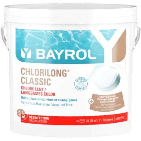 Bayrol – Chlore lent pour piscine – Galets 200 g à dissolution lente – Désinfection efficace contre bactéries et algues – Conditionnement sachet individuel (1/5)
